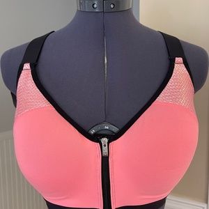Victoria's Secret VSX Sports Bra Coral Watermelon Sparkly Mesh Sports Bra 34DD E